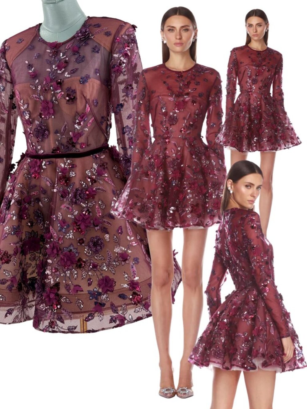 🆕 BRONX & BANCO 🧿 NWOT Talulah Long Sleeve Mini Dress, Burgundy - Sz M US 6